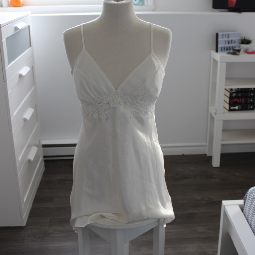 White Lace-Trim Slip Dress - Women